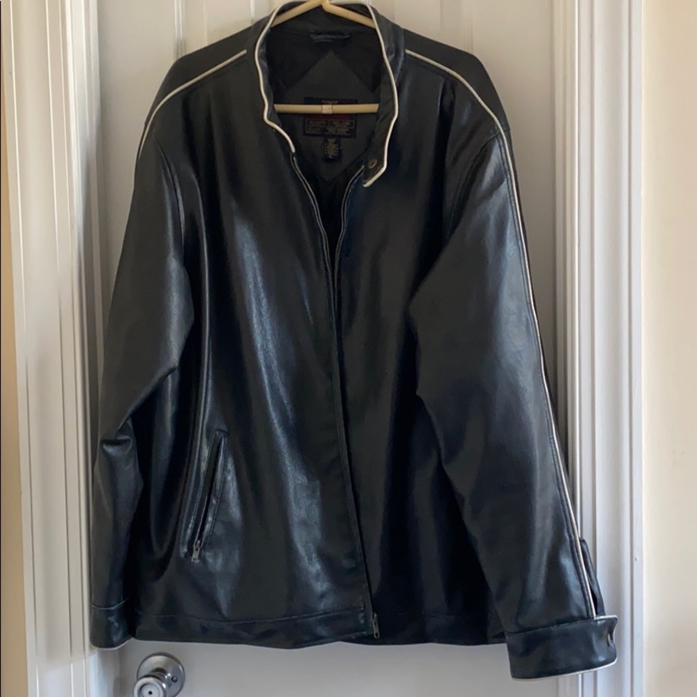 Black and white men’s leather coat